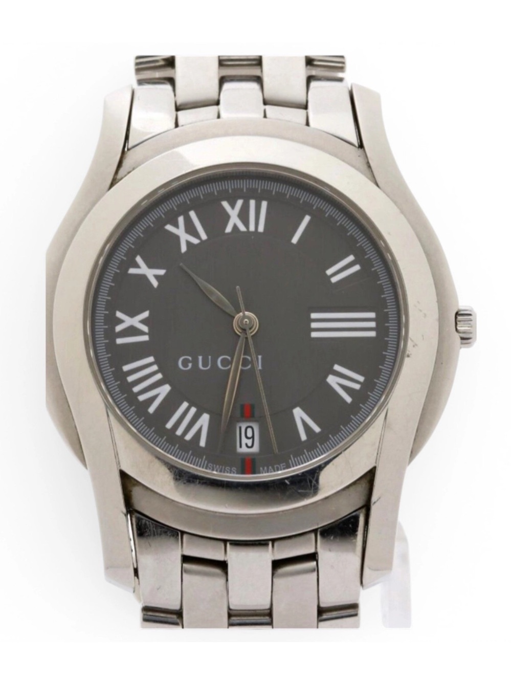 Vintage Gucci 5500M Watch Swiss Made Stainless Steel Roman Dial with Box & Links